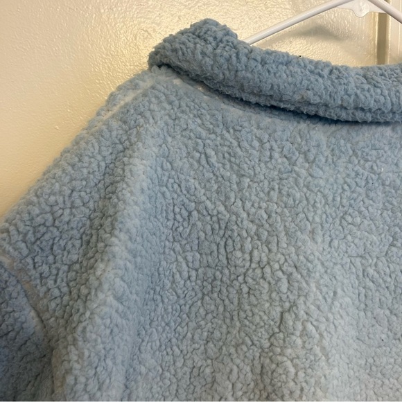 Thread & Supply Pullover Light Blue Ombre Sherpa Jacket Quarter Zip Size Small - Picture 9 of 9